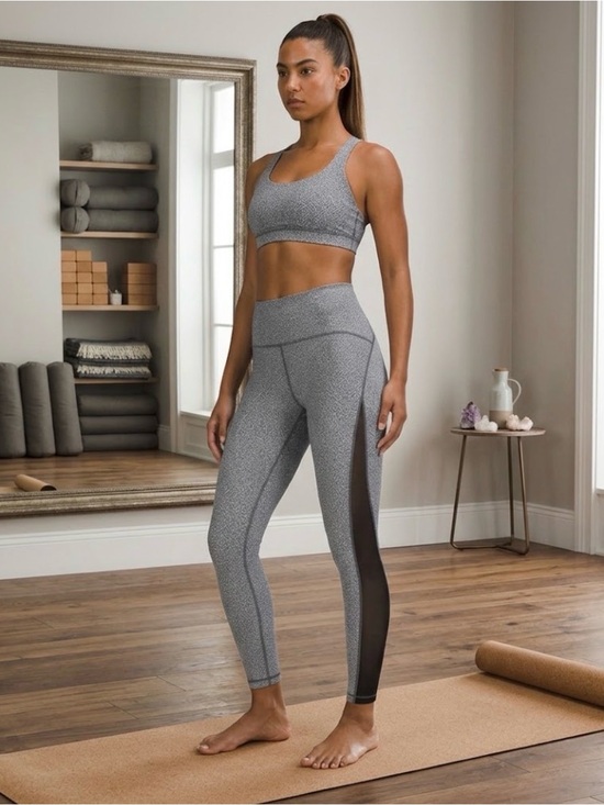 lululemon athletica Pants - Lululemon Align High-Rise leggings with Mesh – Size 4 – Heathered Grey